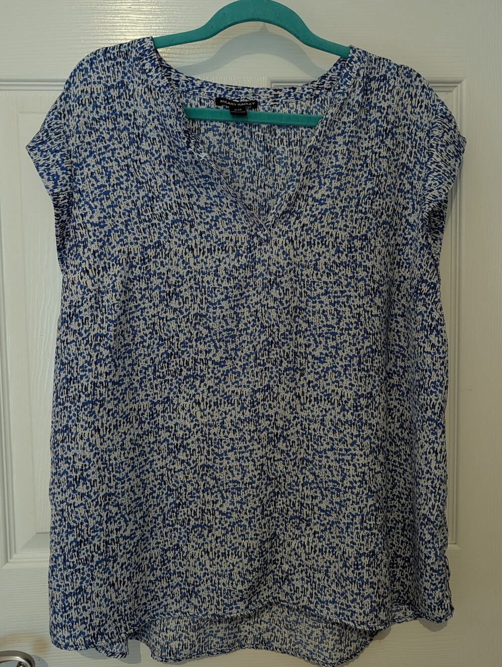 Blue Printed V-Neck Women’s Top